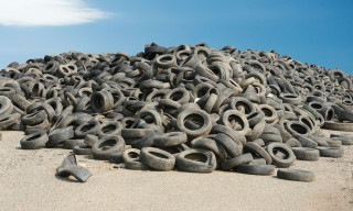 Pile of used tyres