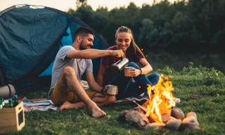 coffee camping couple