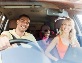 happy family driving Car